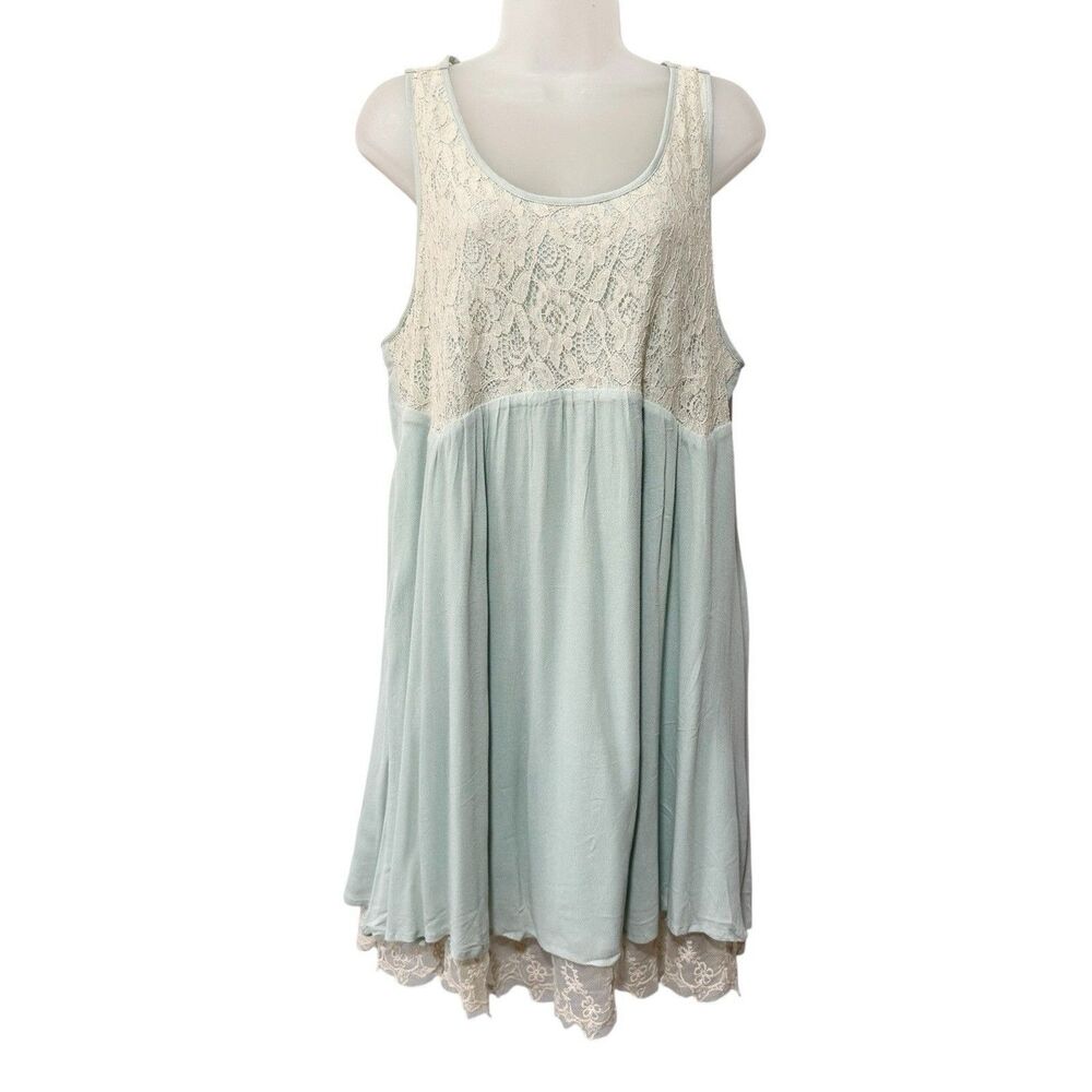 Andree By Unit Women's Sleeveless Embroidered Lace Tunic Dress Size L